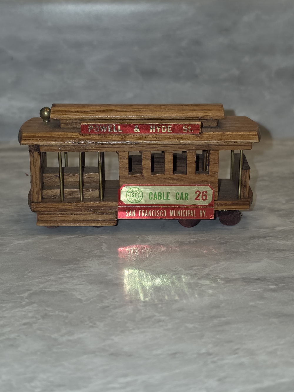 San Francisco Cable Car 26 Wooden Accent - Brown and Red - bin 1